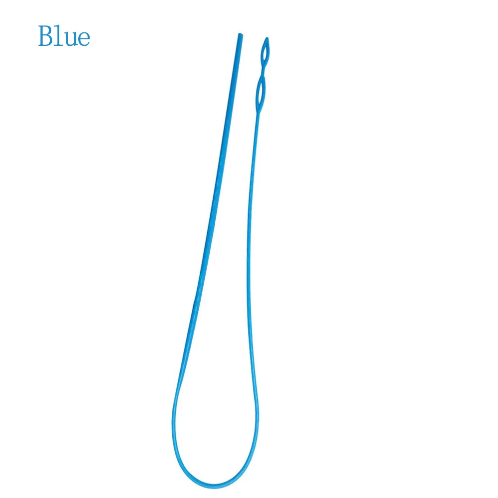 1 шт. пластиковый шнурок-Нитевдеватель ремень ношение веревки инструмент для плетения Гибкая игла шнурок Замена швейные инструменты - Цвет: blue