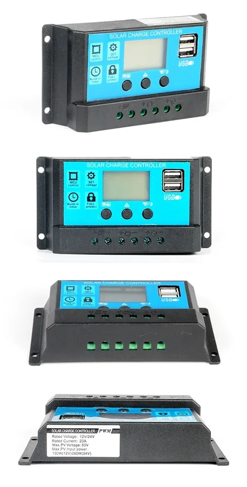 Солнечный контроллер pwm 10A/20A/30A для солнечной системы питания ЖК-дисплей FUSHIDE
