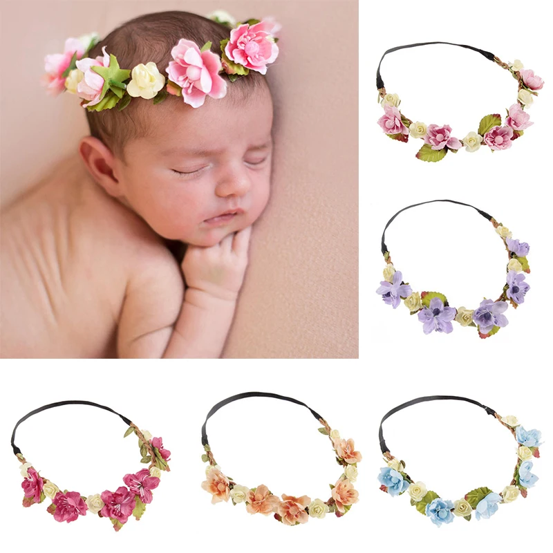 

Baby Headband Flower Baby Hair Accessories for Newborn Turban Girl Photography Props Milestone Blanket Decoration Floral Wreath