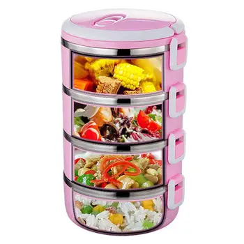 

Stainless Steel Lunch Box Insulated Lunch Box Plastic Sealed Box Heat Or Cold Multi-layer Insulated Bucket Food Container Bento