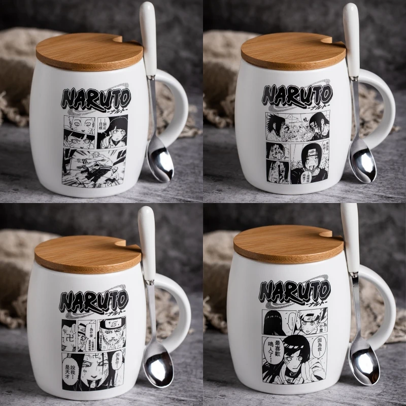 

1pcs Hot Anime Naruto Cartoon Hokage Office Coffee Cups Milk Tea Mug & Cover & Spoon Cosplay Decor Gifts for Boys Girls