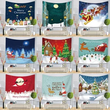 

Home Decoration Wall Cloth Painting Christmas Series Tapestry 3D Digital Printing Wall Cloth Snowman Elk Tapestry