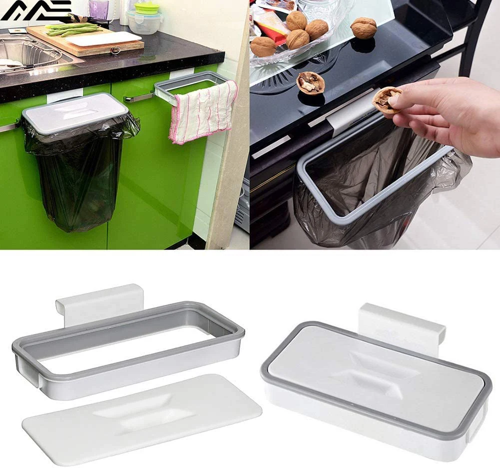 Kitchen Cabinet Door Trash Rack Hanging Storage Rack Trash Bag Hanger Kitchen Trash Can Plastic Bag Holder Storage Bag kitchen