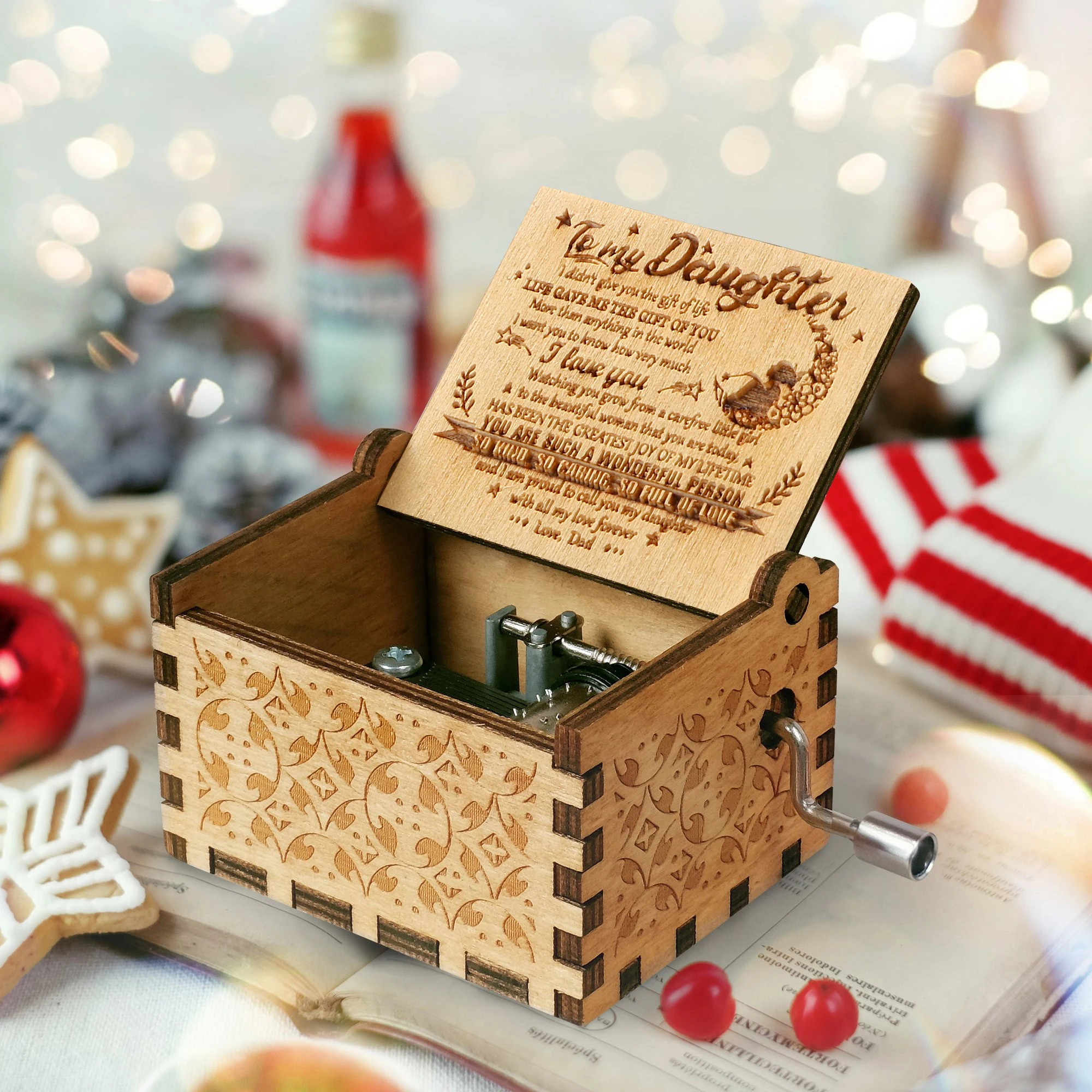 To My Daughter Wooden Music Box You Are My Sunshine Girl Gift Birthday Gift Christmas New Year Gift Home decorations 2