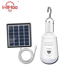 Inghoo Солнечный светодиодный лампы Портативный E27 база usb перезаряжаемые солнечный светильник для наружного и внутреннего для освещения кемпинга, палатки аварийный светильник