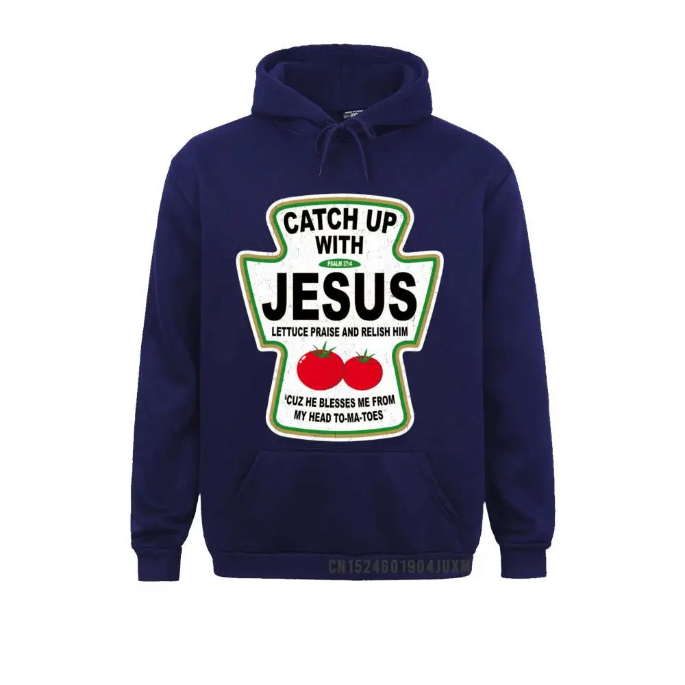 Prevalent Men Sweatshirts Grunge Christian Catch Up With Jesus Ketchup Hoodie__991 Hoodies  Long Sleeve Sportswears Casual Grunge Christian Catch Up With Jesus Ketchup Hoodie__991navy