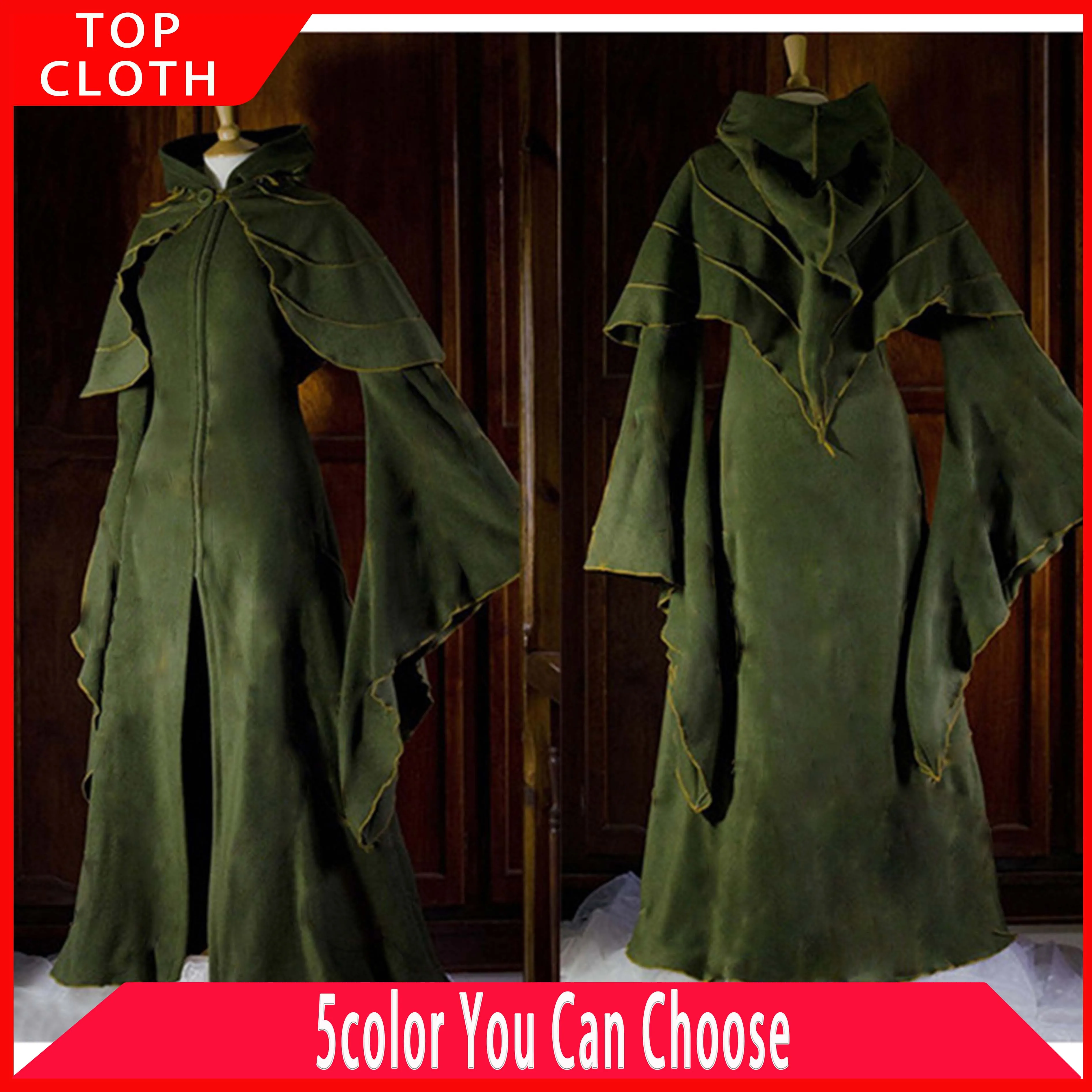 Женское винтажное сказочное платье Elf Renaissance готическое с капюшоном и накидкой в