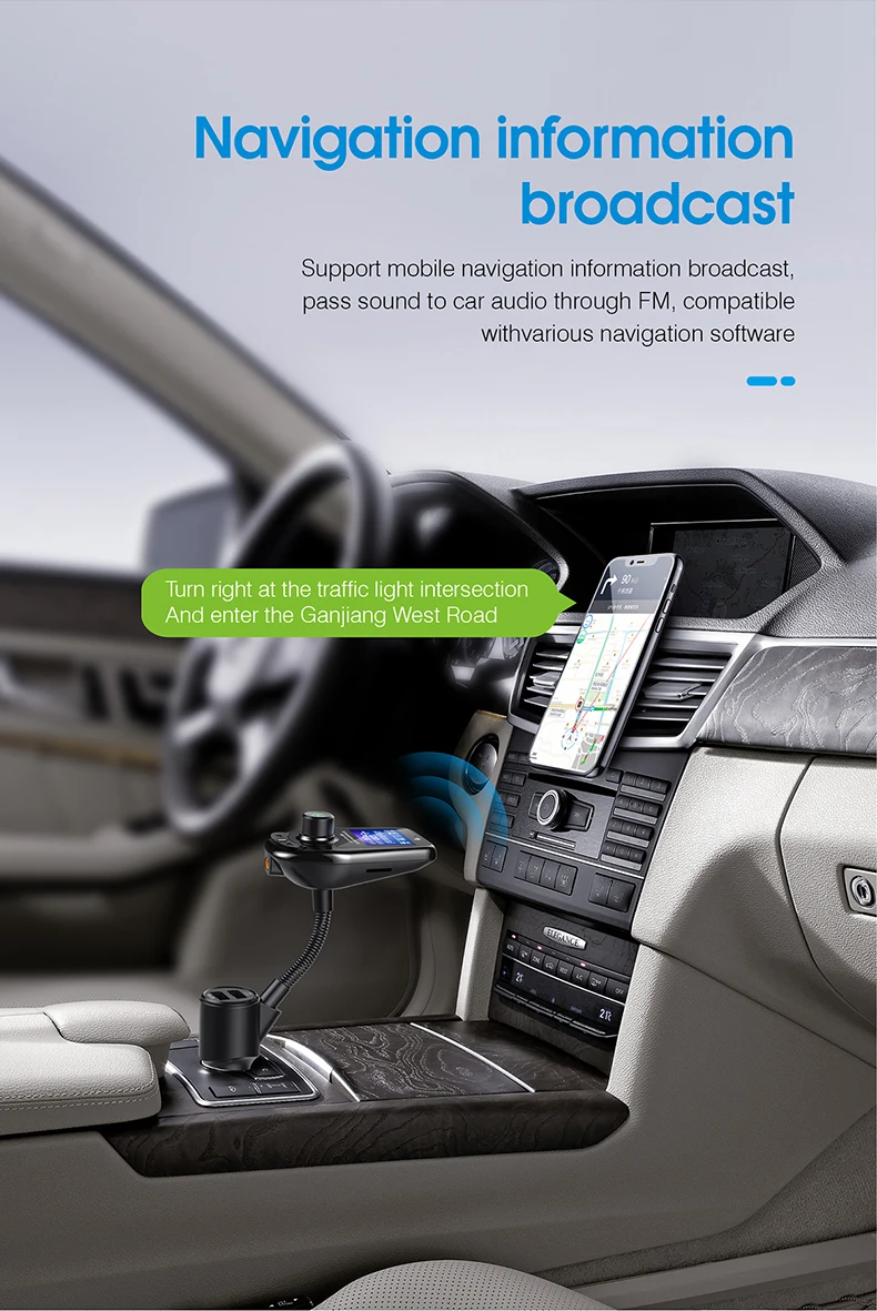 Cafele QC3.0 автомобильное зарядное устройство для телефона Bluetooth беспроводной MP3-плеер светодиодный USB зарядное устройство fm-передатчик MP3-плеер Handsfree автомобильные аксессуары