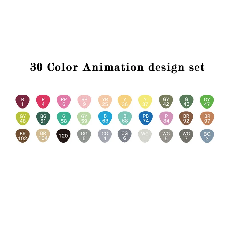 30 colors Animation Художественный маркер 168 цветной маркер на спиртовой основе маркер ручка двойная головка кисть для эскиза ручка, фломастер набор маркеров Художественные канцелярские принадлежности - Цвет: 30 colors Animation