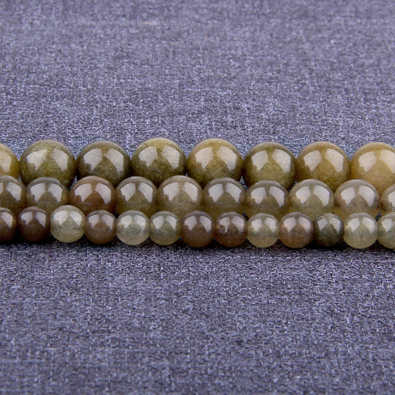 Natural Stone Brown Aragonites Jades Bead Chalcedony Smooth Agates Loose Spacer Beads For Jewelry Bracelet Making 15.5"strand