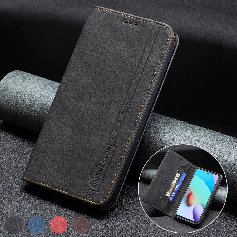 

Anti-theft Brush Leather Wallet Case For Xiaomi Redmi 10 9 9A 9C 9T Note10/10S/10T/10 Pro Max/9 Pro Mi Poco X3 Nfc/F3/M3 10T 11T