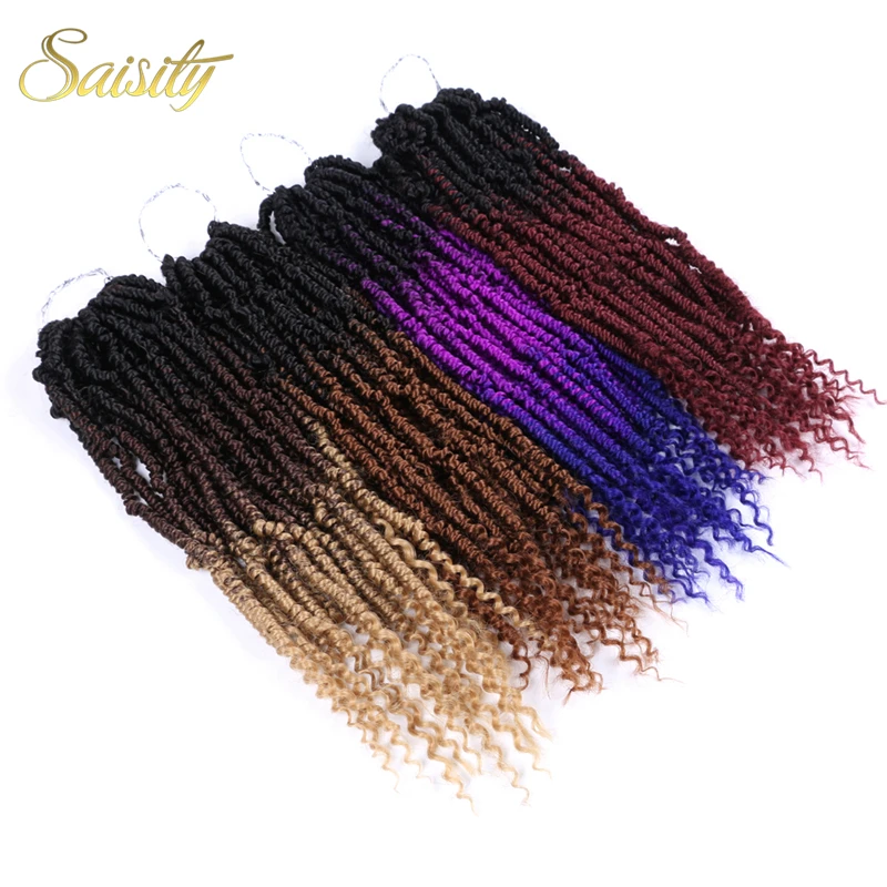 Saisity Bomb twist fluffy Hair Synthetic Crotchet Passion Spring Twists Extensions Pre Looped Ombre Crochet Braids |
