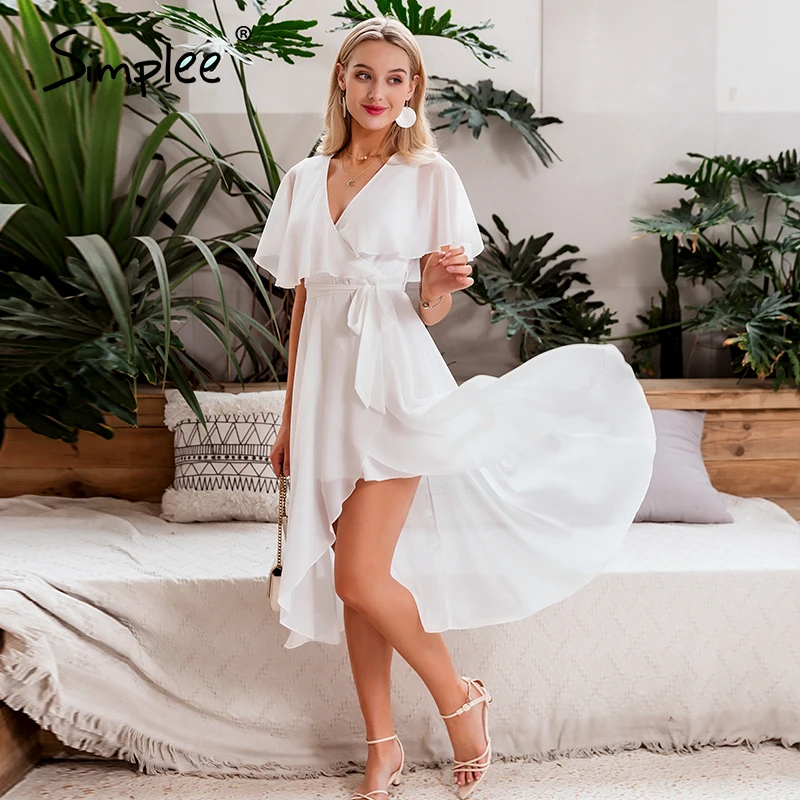 asymmetrical white dress