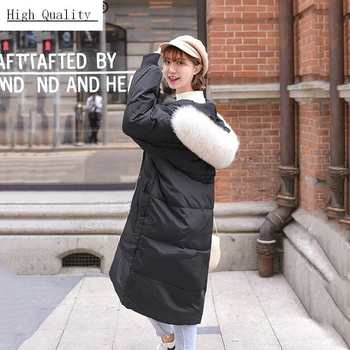 

Thick Warm White Duck Down Jacket Women Clothes 2020 Long Down Coat Female Jacket Fox Fur Collar Tops Abrigo Mujer LW1454