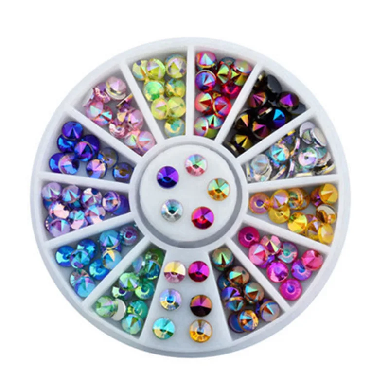 4mm Colorful Zziell Блестящие Стразы для ногтей 3D Красочные Хрустальные AB акриловые смешанные упаковочные наклейки в форме жемчуга украшения для дизайна ногтей - Цвет: 4mm Colorful