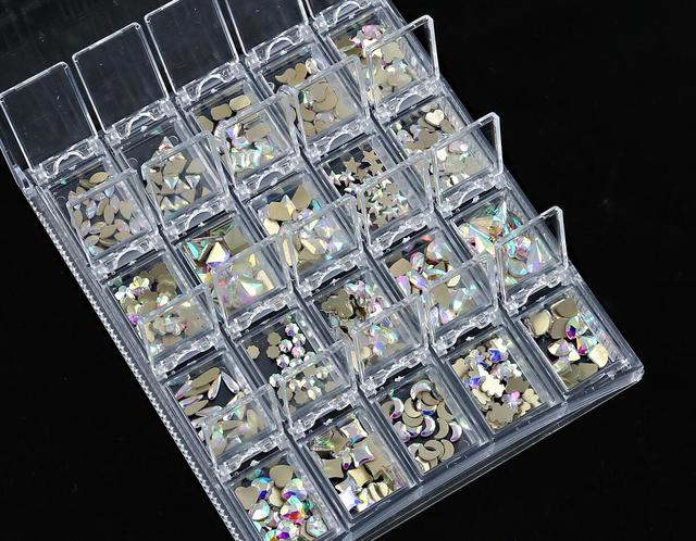 Multi Nail Rhinestones Kit Flatback 240pcs Alloy Charms (Neon,Pink,AB,Blue) Glass Jewelry Nail Art Crystal Box 2022