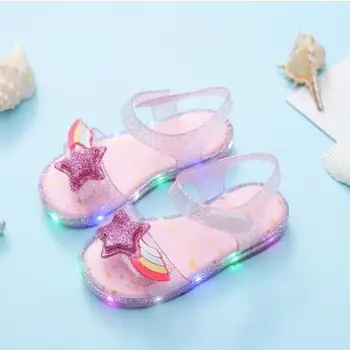 

Mini Melissa 2020 Original Girl Jelly Sandals Led Kids Sandals Children Beach Shoes Non-slip Melissa Toddler Shoes