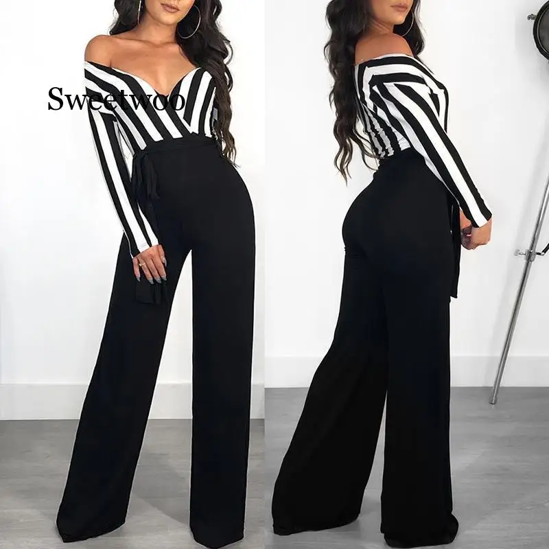 New Design Autumn Full Sleeve Deep V Neck Women Full Bodysuits Fashion Women Jumpsuits