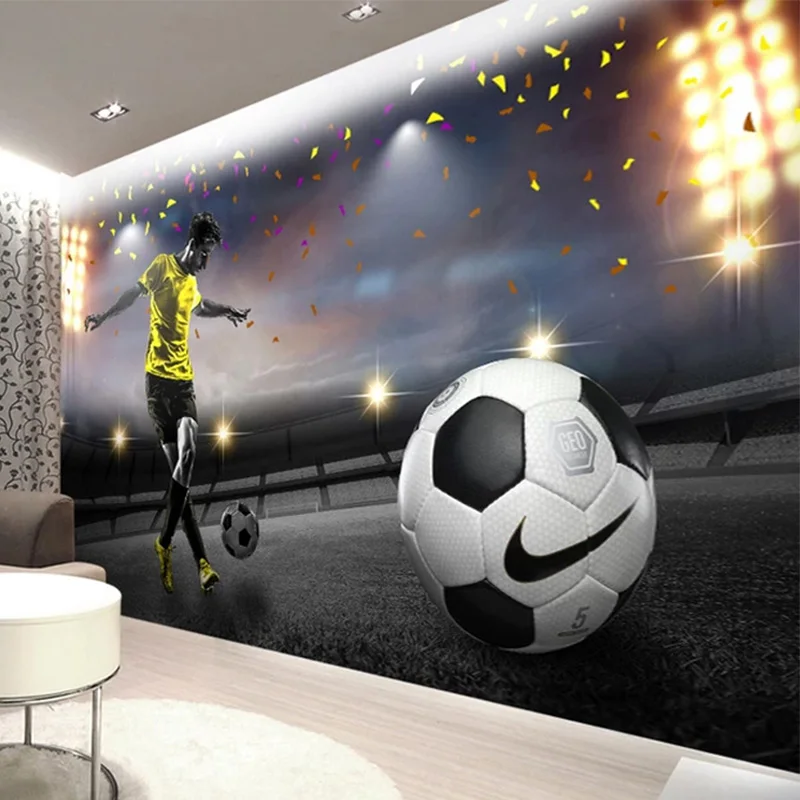 

Drop Shipping Custom 3D Wallpaper Modern Creative Football Field Sport Mural Wallpaper KTV Bar Clubs Decor Waterproof Stickers