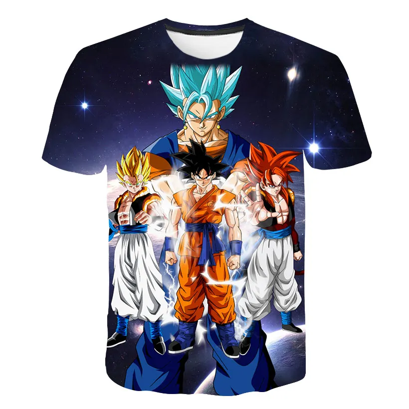 Новая детская одежда для мальчиков футболка Goku Vegeta 3D футболки с