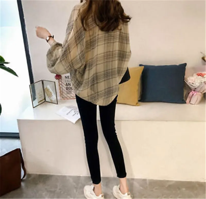 Korean Women Plaid Blouse Long Sleeve Loose Top Shirt OL Ladies Casual Shirt Summer Tops Plus Size Tops Women Clothes Korean Women Plaid Blouse Long Sleeve Loose Top Shirt OL Ladies Casual Shirt Summer Tops Plus Size Tops Women Clothes