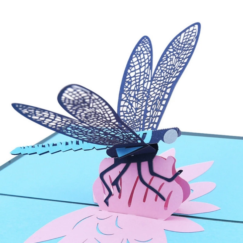  3D Pop Up Greeting Card Dragonfly Handmade Birthday Christmas Wedding Invitation D08D - 4000357852083