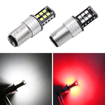 

2pc 1157 P21 / 5W BAY15D 15 SMD 2835 Car LED Lights DRL Engine Backup Light Parking Light White Red Yellow
