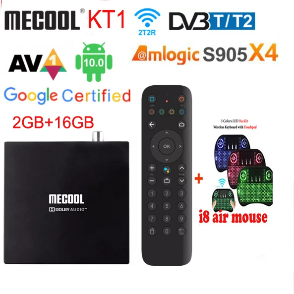 mecool kt1 Google Certificated TV Box Android 10 DVB-T/T2 Amlogic S905X4 AV1 4K 2T2R Dual WIFI BT Media Player Set-Top Box 