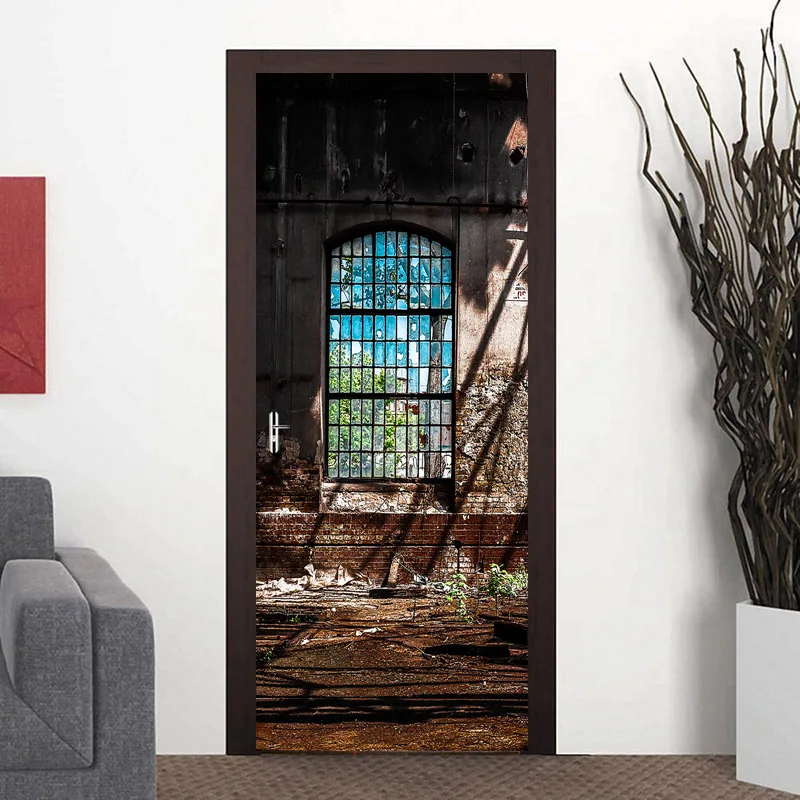 Custom Size/77*200CM Art Door Sticker DIY Waterproof Self Adhesive 3D Wallpaper Stickers on the Doors Home Decor Poster Decals | Дом и сад