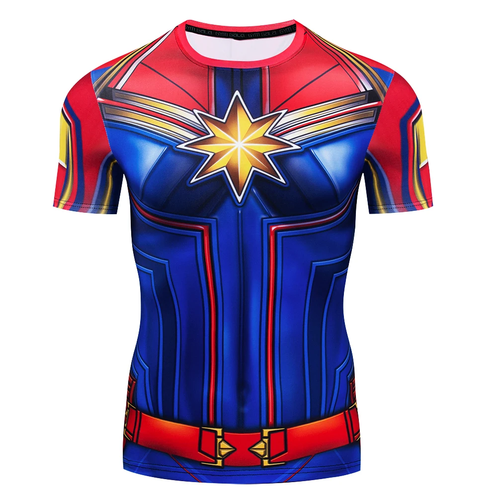 Новинка; футболка с 3D принтом «Капитан Америка»; детская компрессионная футболка; повседневная одежда для занятий фитнесом с супергероями Marvel; Топы И Футболки - Цвет: 030