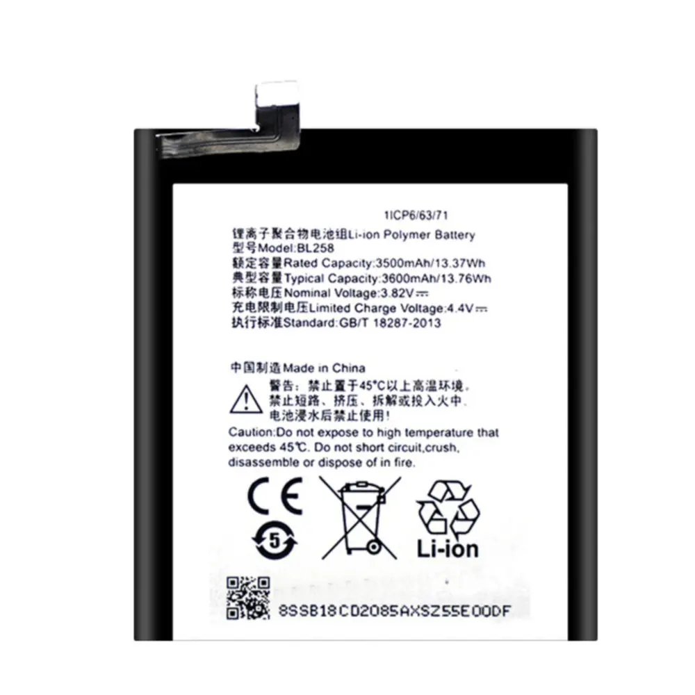 BL258 Original battery 3500mah for Lenovo Vibe X3 Lemeng X3C50 X3C70 X3A40 Cellphone batteries | Мобильные телефоны и