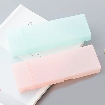 

NEW Simple Transparent Pencil Case Frosted Plastic Pencil Pens Storage Box Stationery Office Supplies 3 Colors 21*7*2.6cm