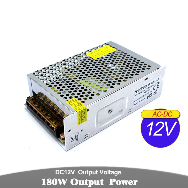 

Switch Power Supply Unit DC12V 15A 180W LED Driver Light Transformer 220V 110V AC DC 12V SMPS for CCTV Camera Strip Modules Lamp