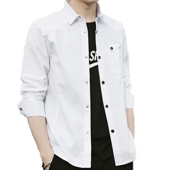 

2020 Men Dress Shirt Men Spring Long SLeeve Cotton Military Shirt Camisa Social Masculina Male Solid Casual Shirts Size M-6XL