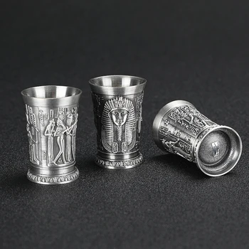

Ancient Egypt Mythology Silvery Metal Bronze Shot Glass Liquor Spirits B52 Cocktail Pharaoh Cleopatra Rameses Ra Shots Wine Cups