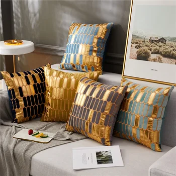 

Luxury Grey Gold Silver Cushion Covers Decorative Pillow Cases Applique Throw Pillowcases 45 X 45 Cushions for Sofa Car