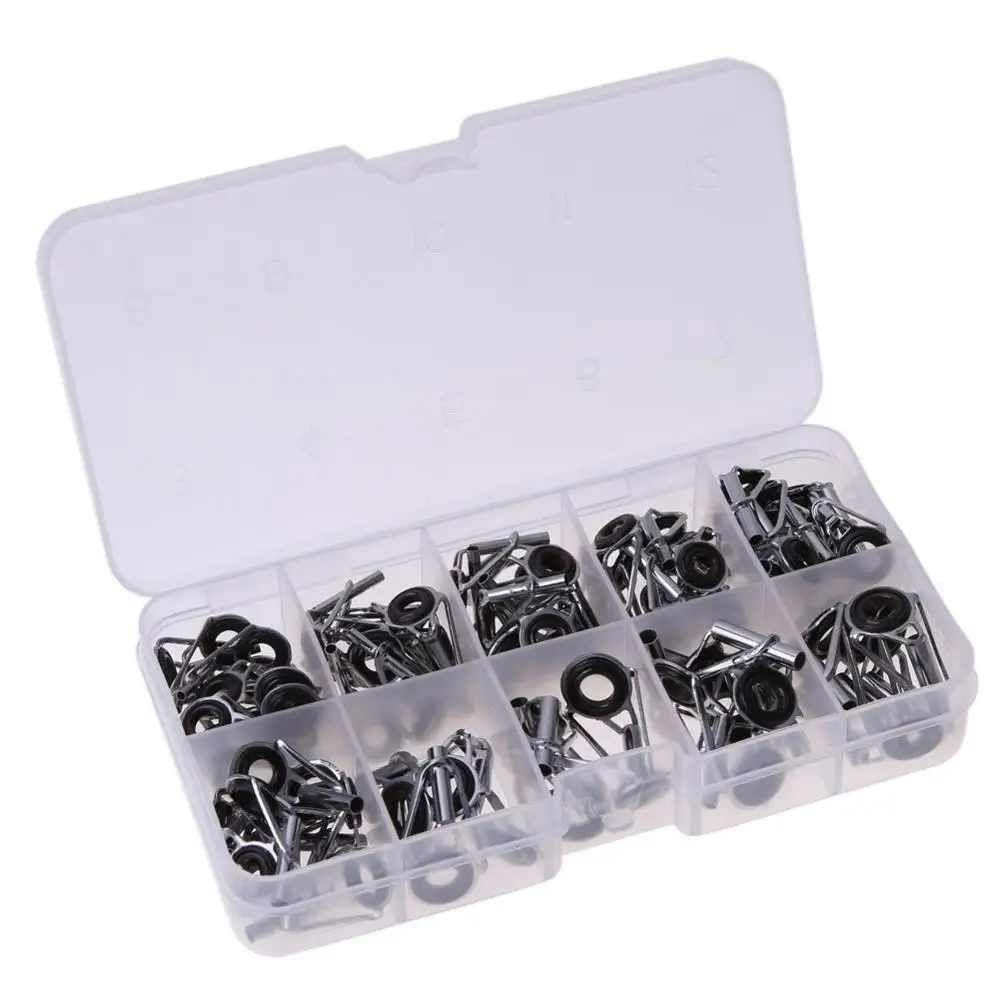 80 Pcs Rings Fishing Rod Guide Tip Set Repair Kit DIY Eye Rings