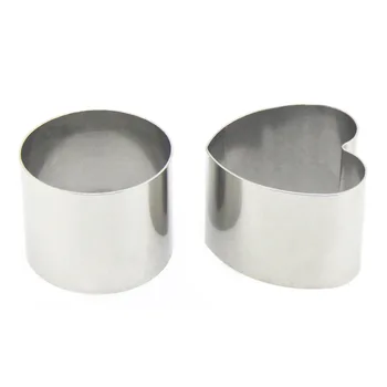 

7 Pieces of 304 Stainless Steel Ring Mold Kit Including 4 Round and 3 Heart-Shaped Mousse Cake Molds