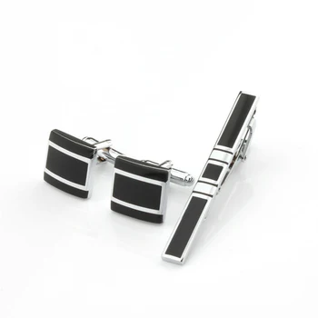 

3pcs Square Party Portable Striped Adult Copper Shirt Exquisite Cufflink Set Tie Clip Decoration Accessories Wedding Business