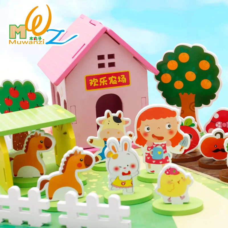 

3D Fight Inserted Farm Wooden Young Children'S Educational Intelligence Stereo Assembling Drawing Board Male Baby GIRL'S Toy 1-3