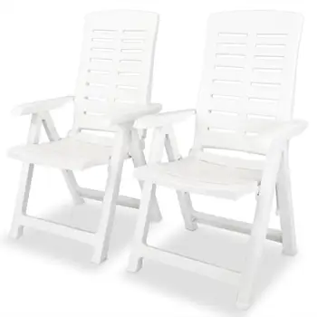 

【AU Warehouse】Furniture Reclining Garden Chairs 2 pcs Plastic White