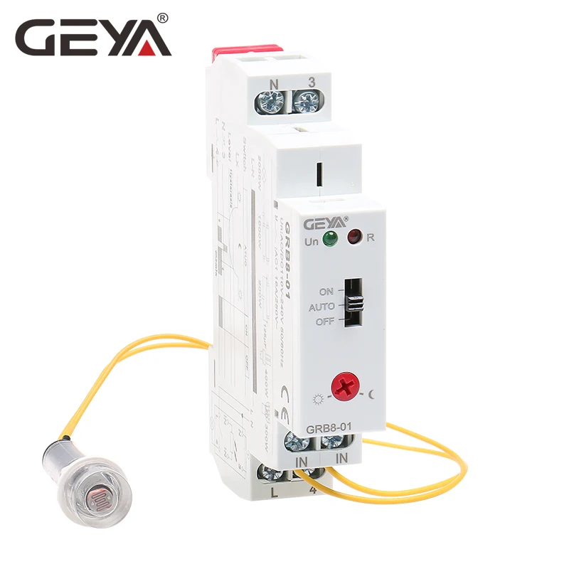 Comprar Envío Gratis GEYA GRB8 01 interruptor de Crepúsculo carril Din temporizador fotoeléctrico Sensor de luz relé AC110V 240V apagado automático