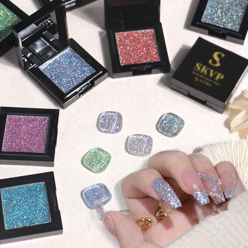 SKVP Reflective Glitter Nail Art Polish UV Gel 5g Solid Semi Permanent Varnish Top Coat |