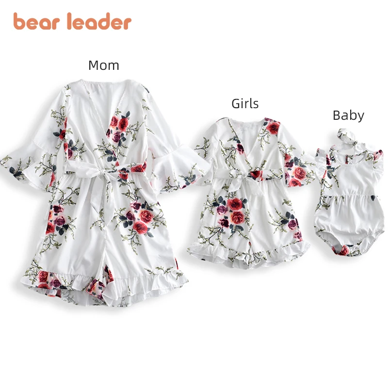 Bear Leader-trajes familiares a juego, vestidos de flores a la moda para chicas, trajes de fiesta informales para bebés, trajes elegantes para madre