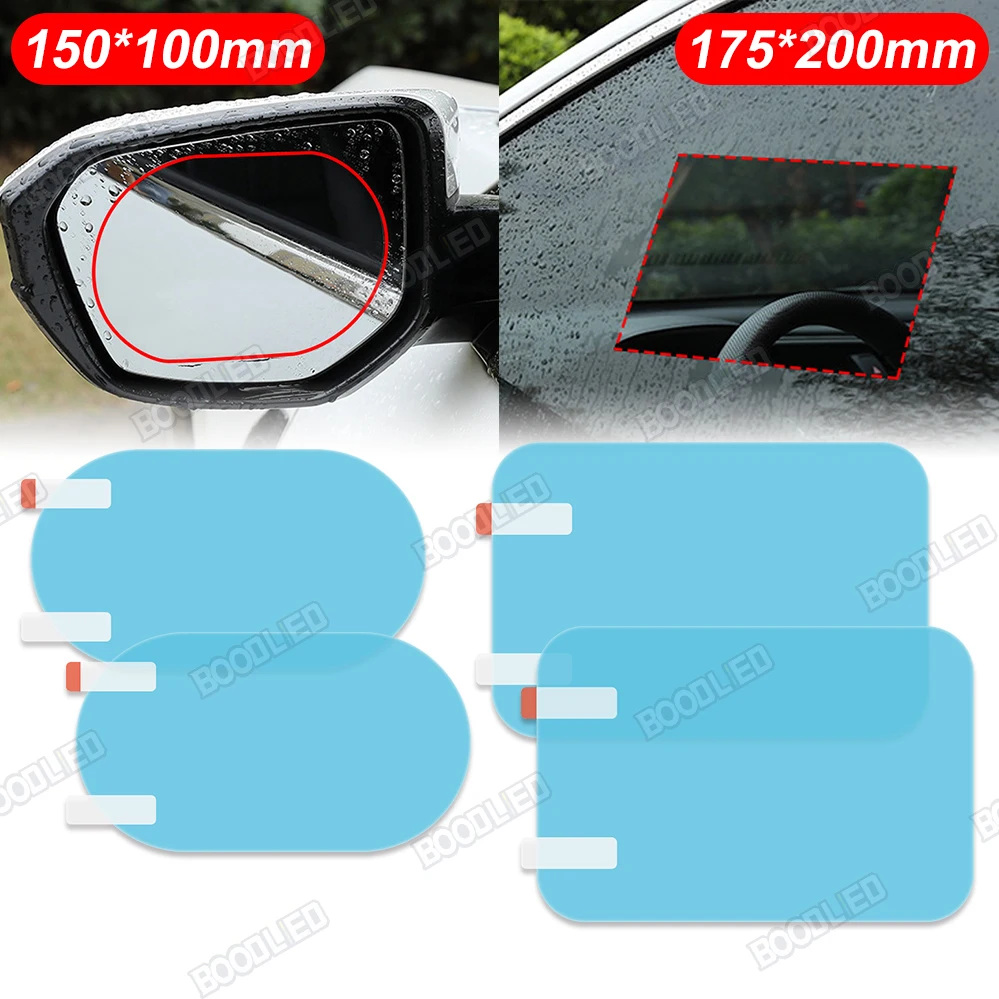 

4pcs Car Side Rearview Mirror Waterproof Anti-Fog Film Side Window Glass Film Can Protect Your Vision Driving On Rainy Days.