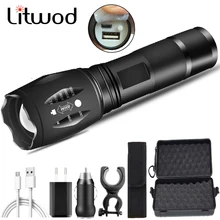 Z45 haute qualité XM-L2 U3 T6 lampe de poche LED intégrée 18650 batterie torche Zoomable Powerbank fonction lanterne pour Camping Litwod
