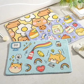 Ins-Felpudo de dibujos animados de animales, alfombra suave para entrada del Hogar, dormitorio, puerta de baño, almohadilla antideslizante absorbente 1