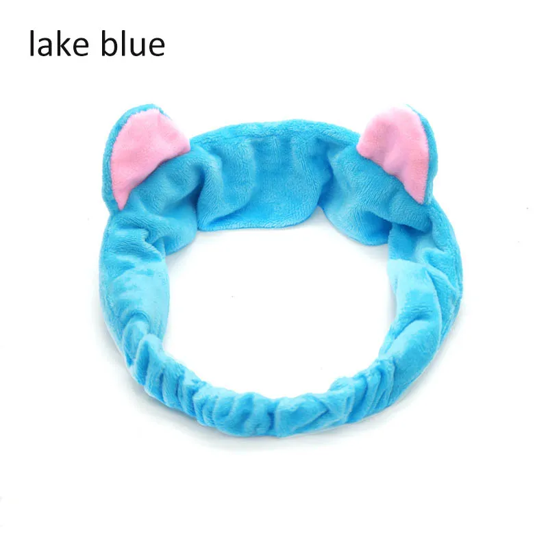 Lake Blue Милый узел, коралловый флис, мягкая эластичная лента для волос, спа-Ванна, Душ, макияж, мытье лица, косметическая повязка на голову, повязка для волос, головной убор для женщин - Цвет: Lake Blue