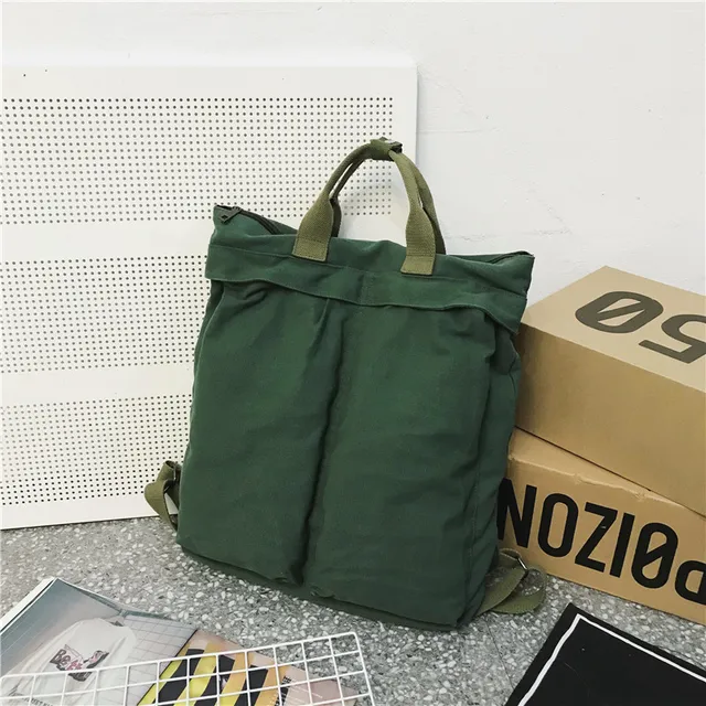 Retro Large Capacity Soft Canvas Women's Backpacks Fashion Student Schoolbag Teenager Girl Travel Backpack Sac A Dos 2021 New green