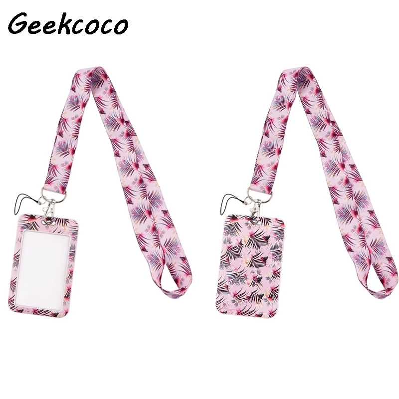 

J2456 Cartoon Leaves Lanyard Keychain keys Badge ID Mobile Phone Rope Kids Gifts Lanyard With Card Holder Cover